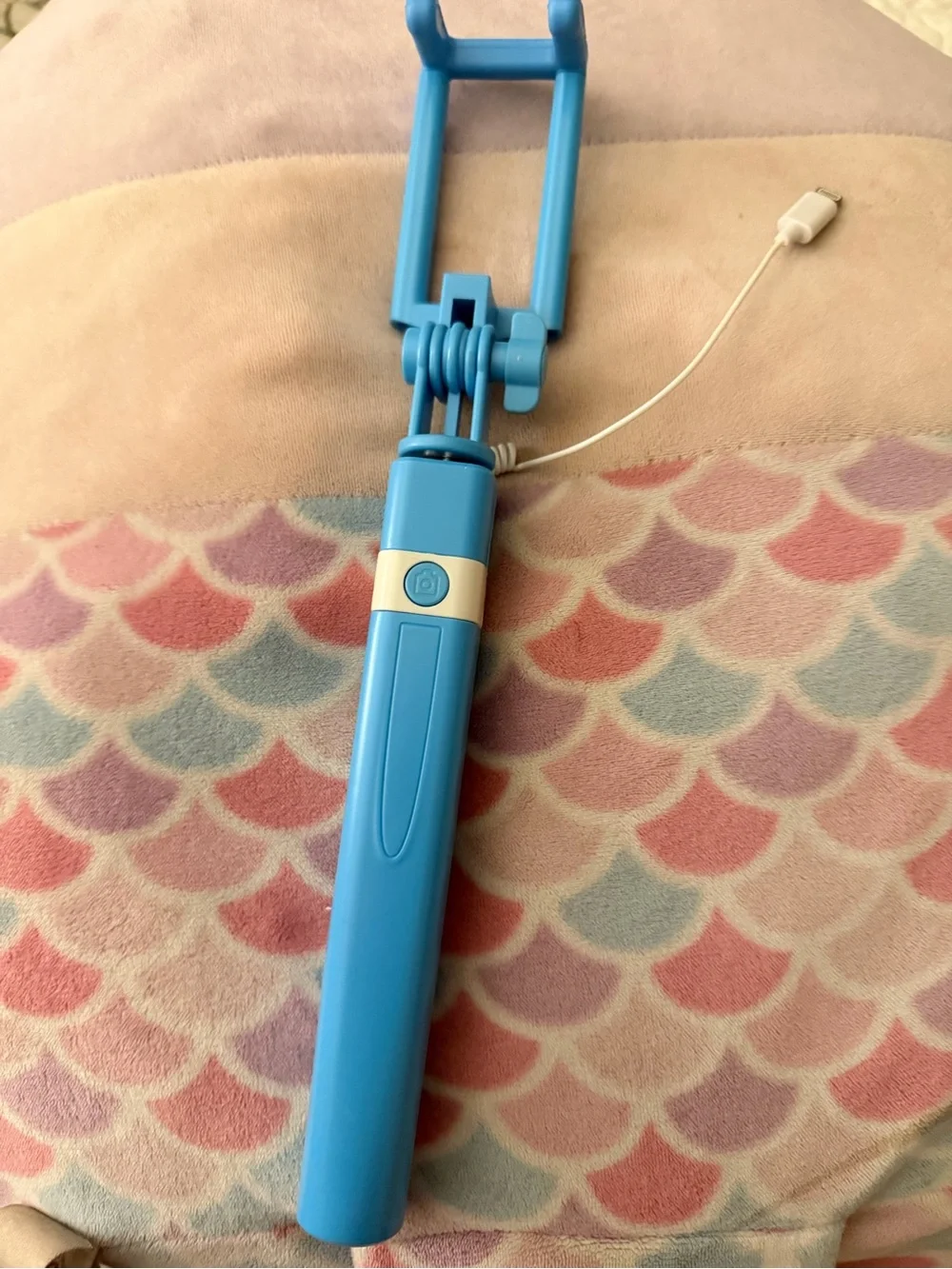iPhone Blue Compact Selfie Stick with Wired Shutter
